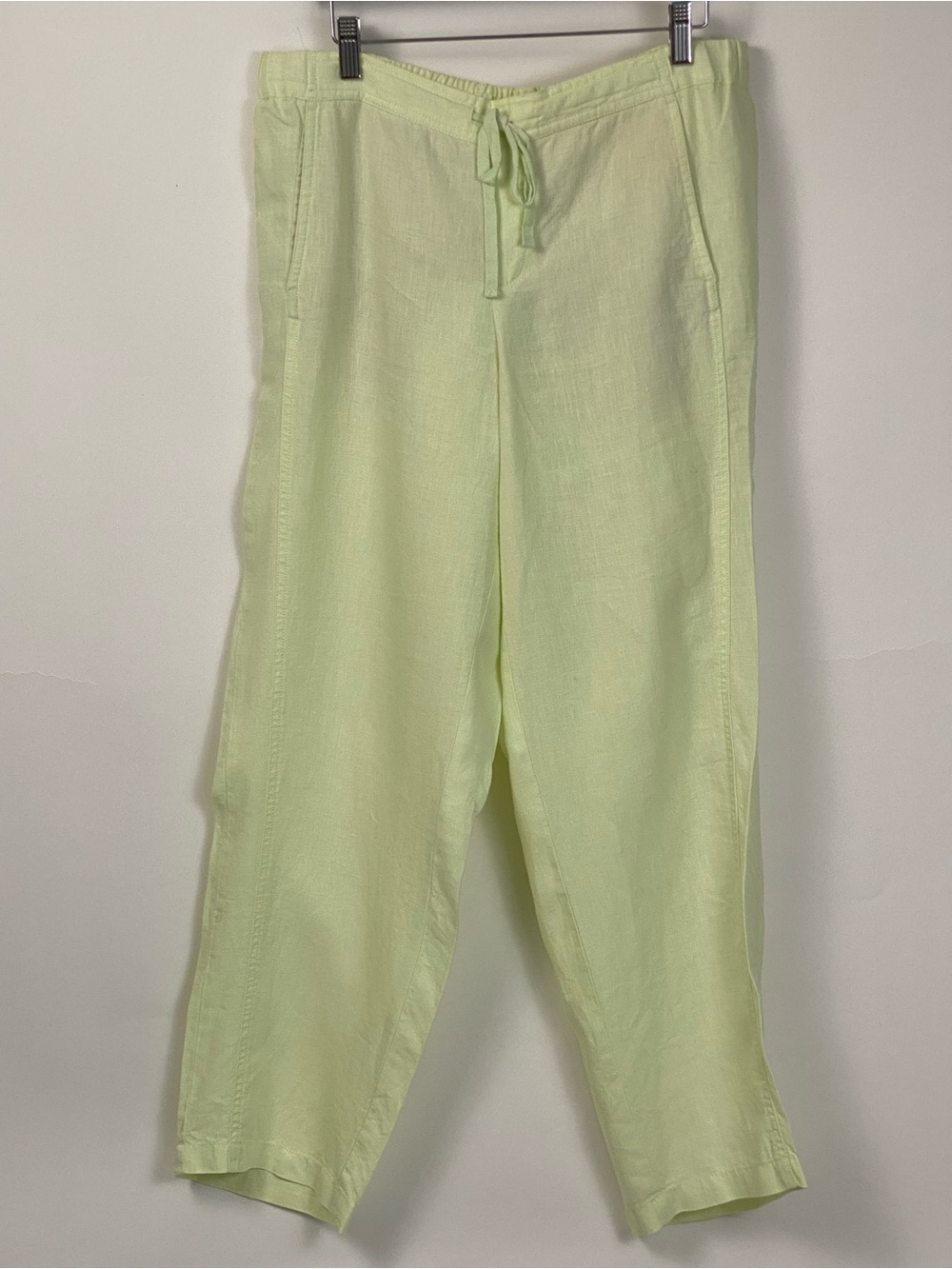 J.Jill Love Linen Pants Large Pale Green Drawstring Pull On L